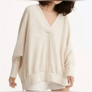 Lou and Grey Oversized Dolman Sleeve Sweatshirt Oatmeal Gray sz XS/S Lagenlook